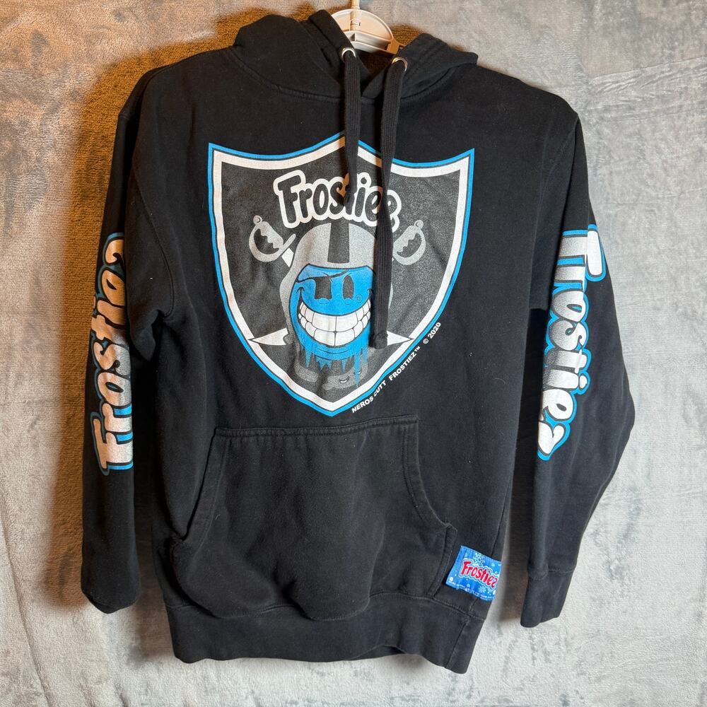 Frostiez Neros Cutt Hoodie Mens M Black Graphic Sleeve Print Streetwear 2020